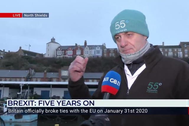 <p>Fisherman tells GB news presenter he regrets voting for Brexit.</p>
