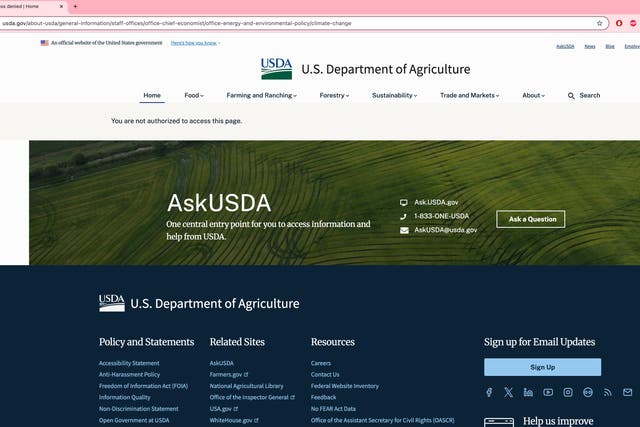 <p>A page discussing climate change was removed from the website of the Department of Agriculture website. It detailed the science behind the phenomenon and related issues</p>