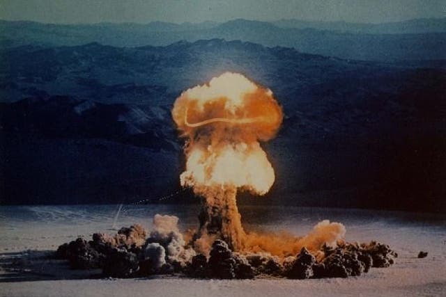 <p>A mushroom cloud rises from the 1957 ‘Priscilla' nuclear test conducted in Nevada, US</p>
