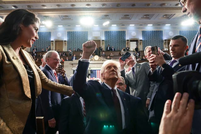 US President Donald Trump gestures after addressing a joint session of the United States Congress at theÂ US Capitol in Washington, DC, USA, 04 March 2025