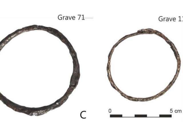 <p>Bracelet and ankle ring unearthed from Polish early Iron Age archaeological site</p>